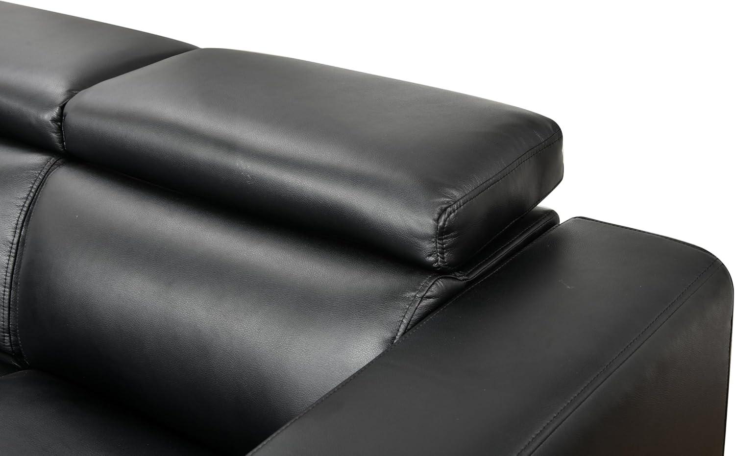 Black Faux Leather U-Shaped Sectional Sofa with Ottoman