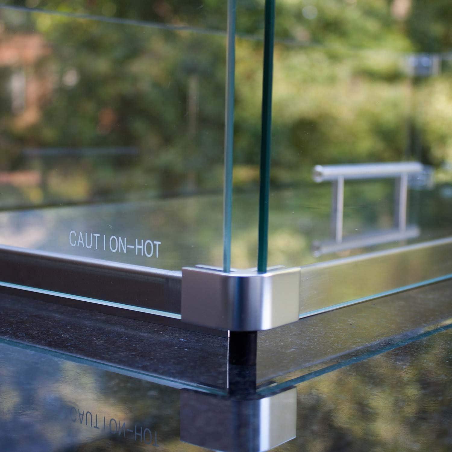 Celestial Fire Glass Rectangle Fire Pit Wind Guard