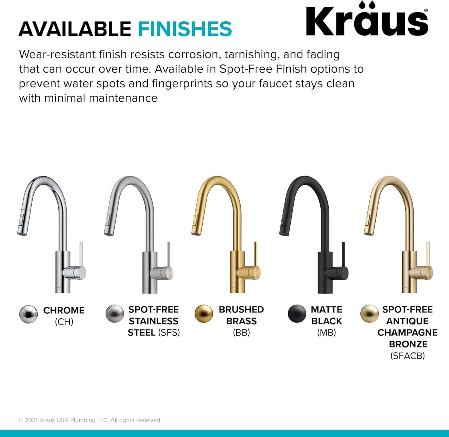 KRAUS Oletto Single Handle Pull Down Kitchen Faucet with QuickDock Top Mount Installation Assembly