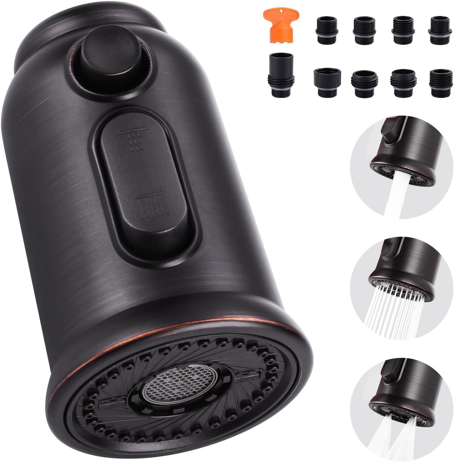 Oil Rubbed Bronze 3-Function Kitchen Faucet Spray Head with Adapters