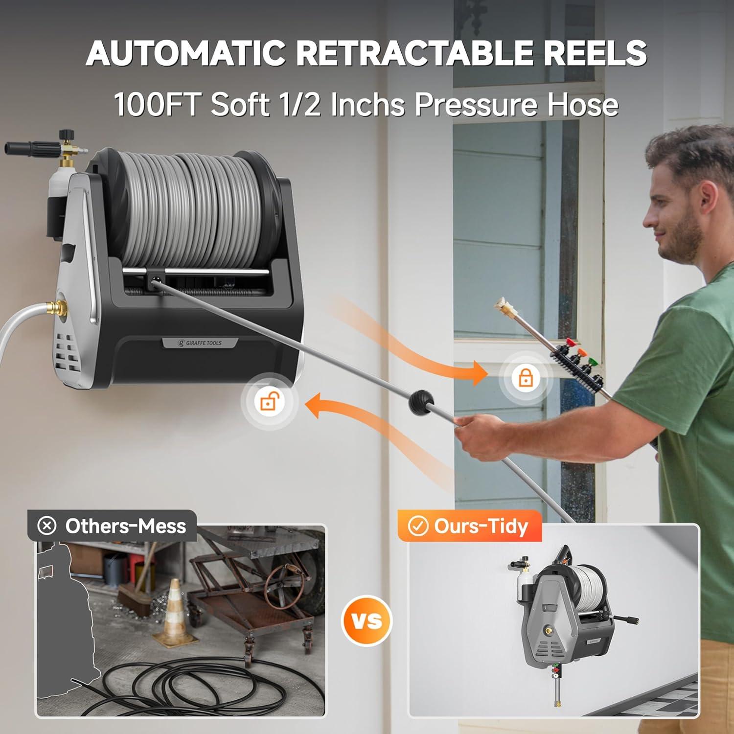 Giraffe Tools Grandfalls G30 2400-PSI 1.1-GPM Cold Water Electric Pressure washer with 4 Spray Tips