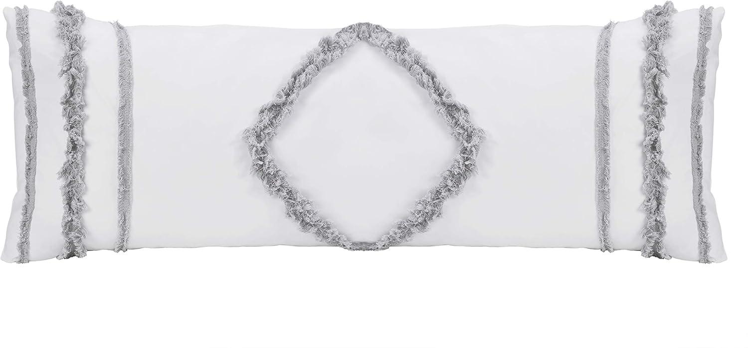 Sweet Jojo Designs Body Pillow Cover (Pillow Not Included) 54in.x20in. Boho Fringe White and Grey