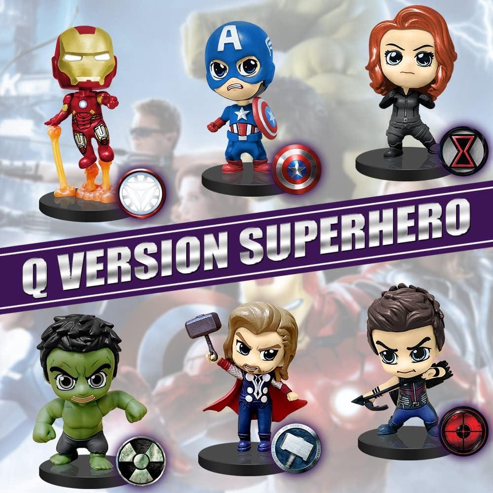 6 Pcs Superhero Movie Adventures Action Figures Set for Boys, Super Hero Toys, Mini PVC Superhero Cake Toppers Collectibles with Bases for Boys & Girls  Birthday Party Favors Supplies Decorations