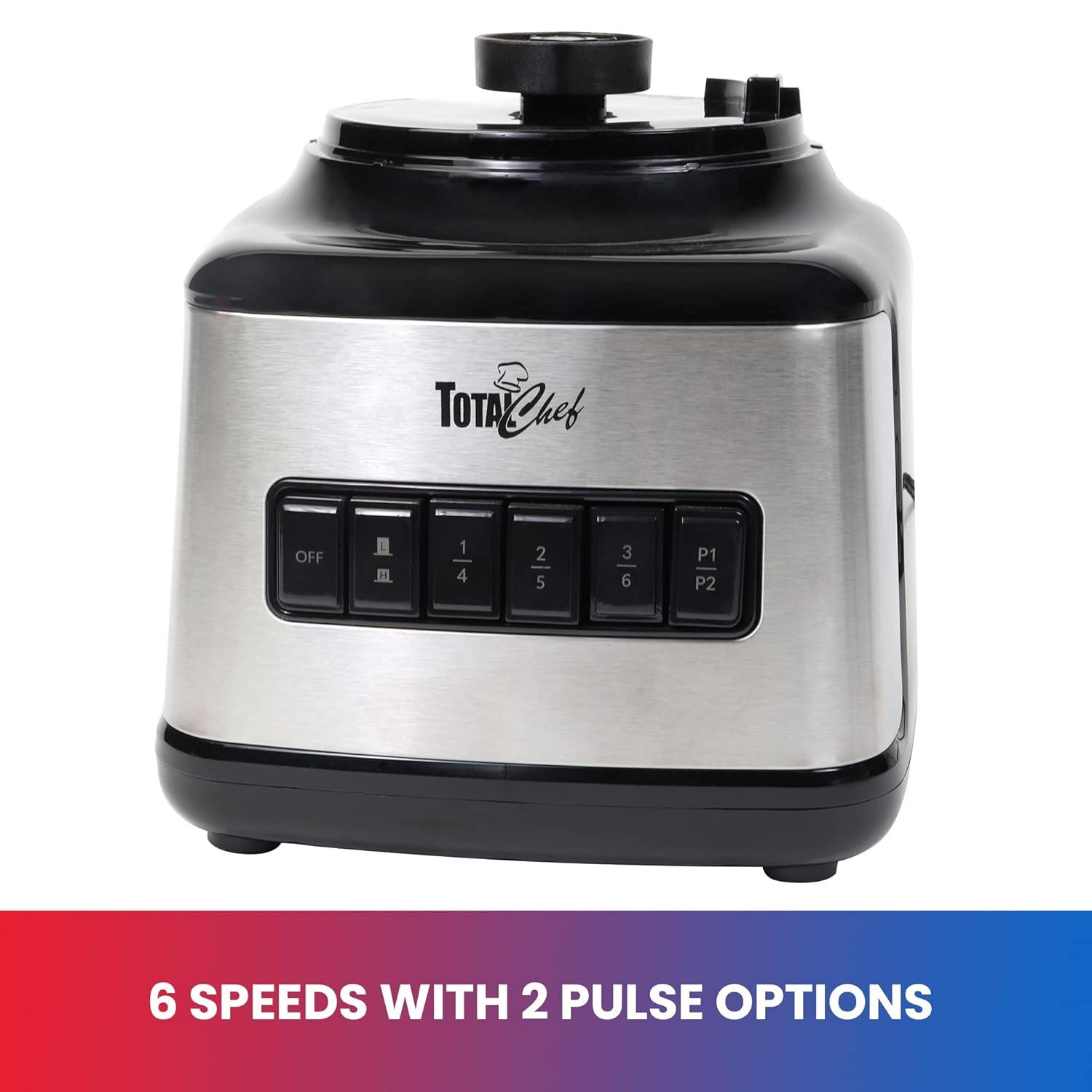 Total Chef 6-Speed Countertop Blender with Glass Jar, 6-cup, 500 Watts