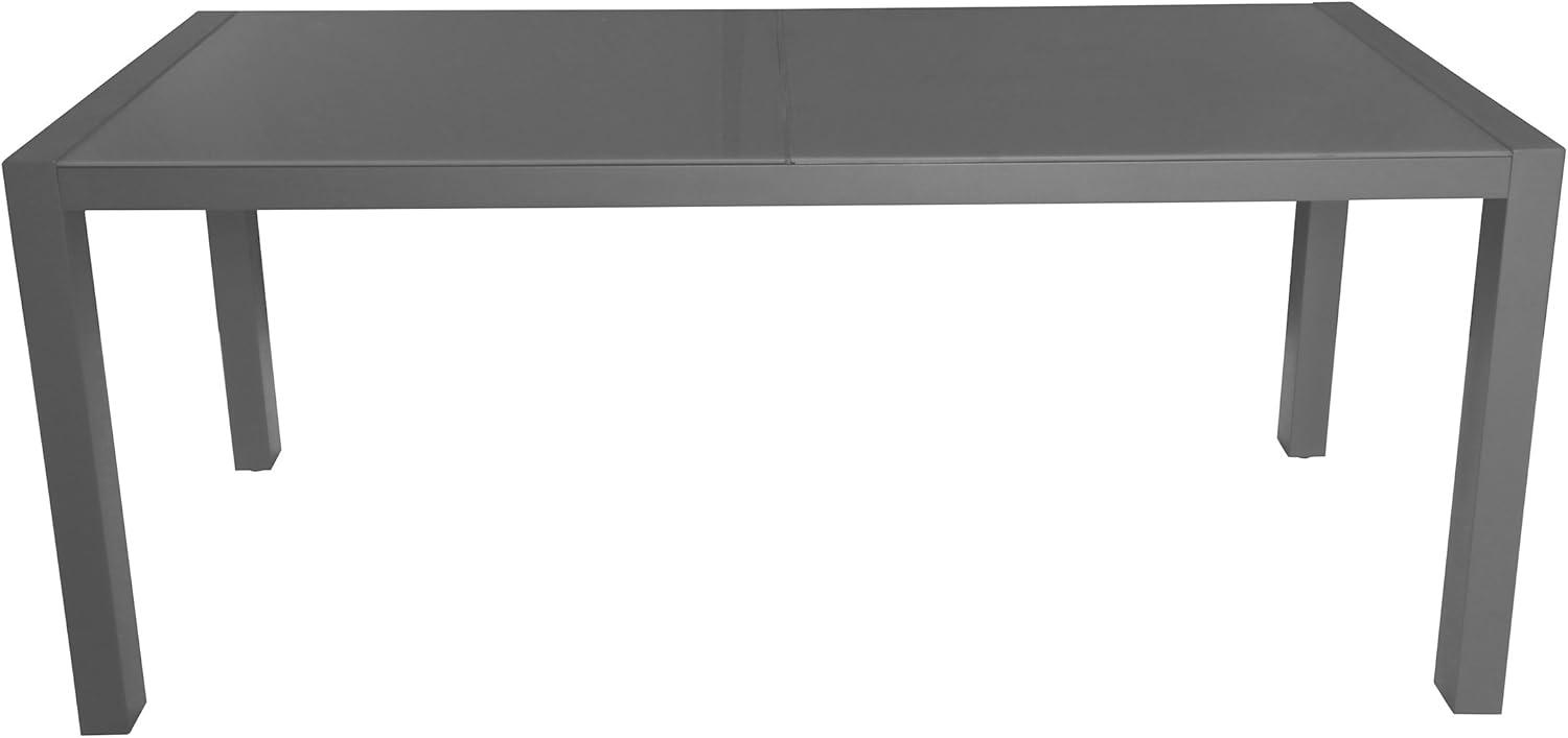 GDF Studio Marlee Outdoor Aluminum Glass Top Dining Table, Gray