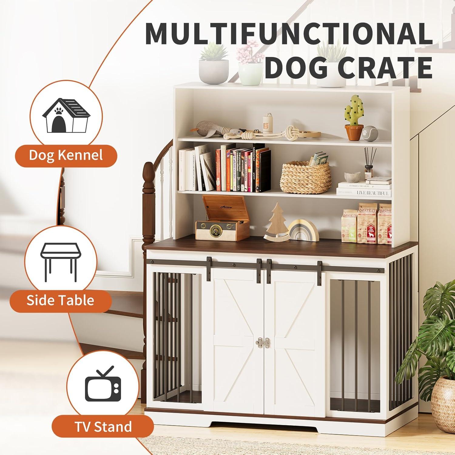 Tucker Murphy Pet™ Large Dog Crate Furniture for 2 Dogs, 71.6'' Steel Frame Dog Crate with Double Doors, Heavy Sturdy Dog Kennel