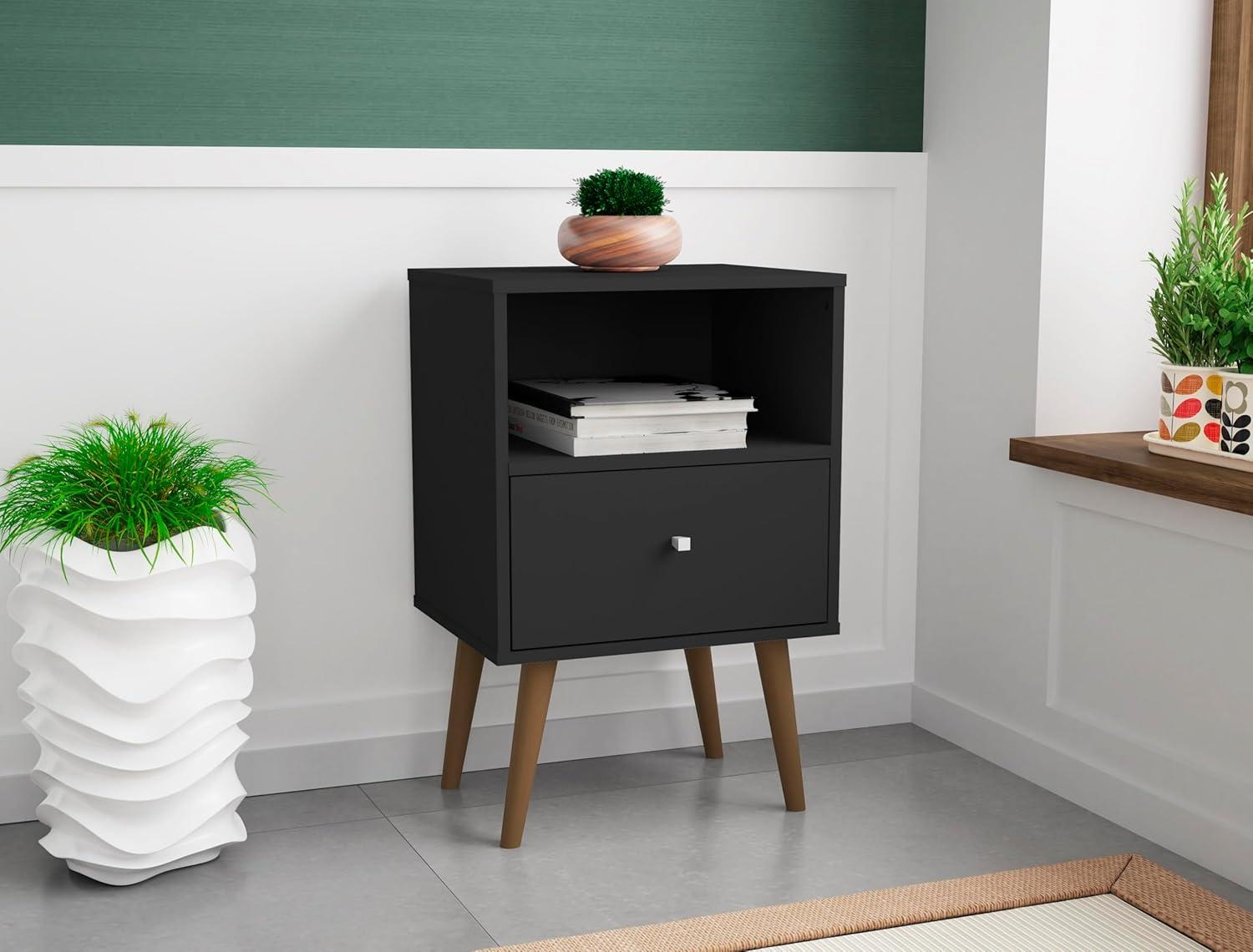 Liberty 1.0 Mid Century Modern Nightstand Black - Manhattan Comfort