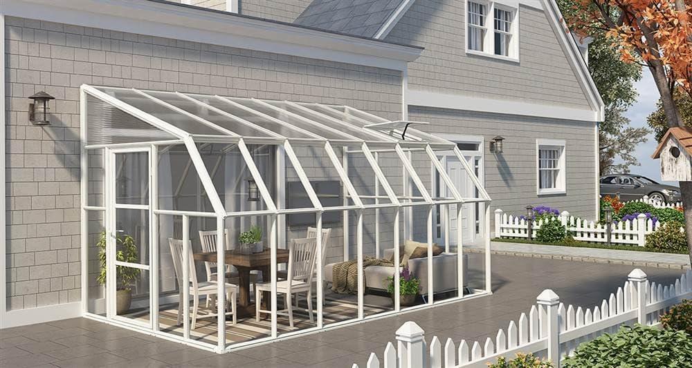 Palram - Canopia Sun Room 8' x 14' Polycarbonate Walk-In Greenhouse - White - with Roof Vent