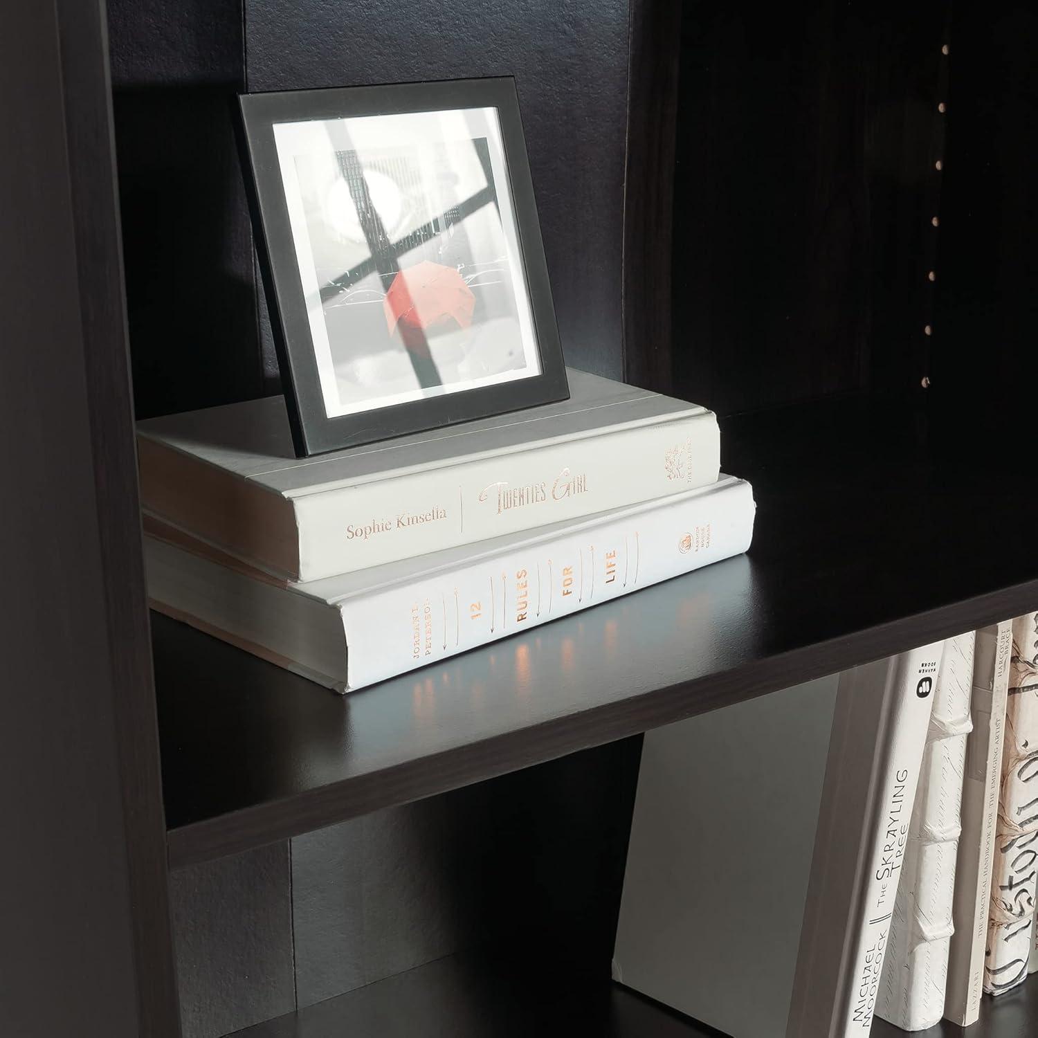 71.18"5 Shelves Beginnings Vertical Bookcase Silver Sycamore- Sauder: Modern Storage, MDF Frame: Paper Laminate Surface