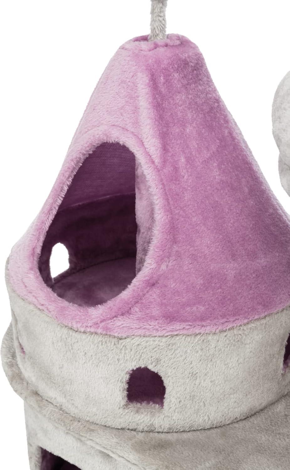 TRIXIE My Kitty Darling Castle Condo, Plush Cat Tree, Sisal Scratching Post, Removable Bed, Crinkling Blanket, Cat Toy