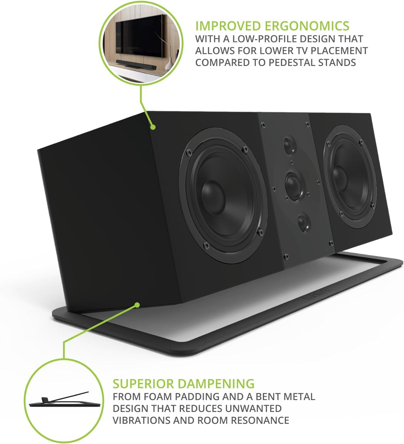 Kanto S10 Low-Profile Angled Sound Bar and Center Channel Speaker Stand