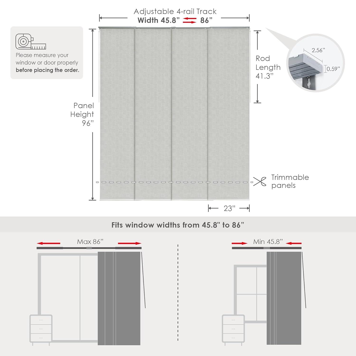 Bishop Sheer Adjustable Sliding Hanging Room Divider with 23 in. Slats Up to 86 in. W x 96 in. L