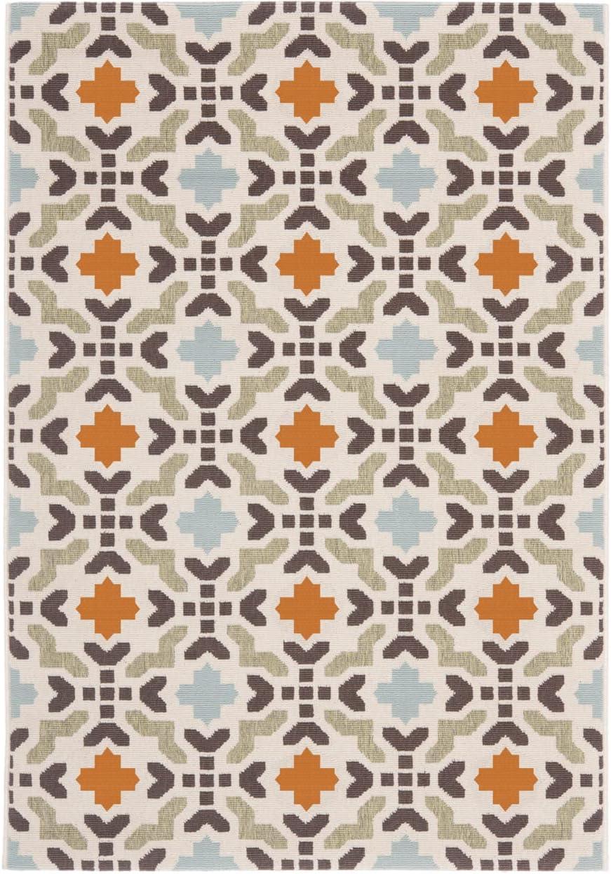 Veranda VER080 Power Loomed Indoor/Outdoor Accent Rug - Cream/Terracotta - 2'x3'7" - Safavieh