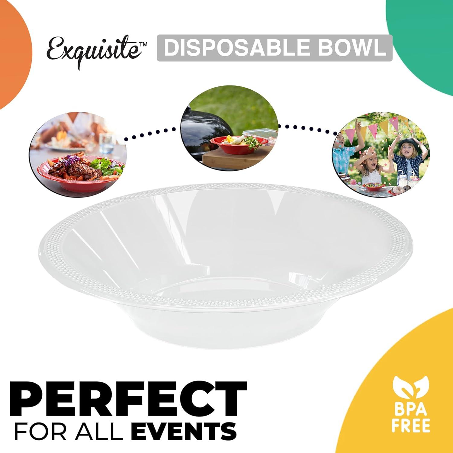 Crown Display 12 Oz. Clear Plastic Bowls Disposable Party Bowls -100 Count Disposable Plastic Soup Bowls