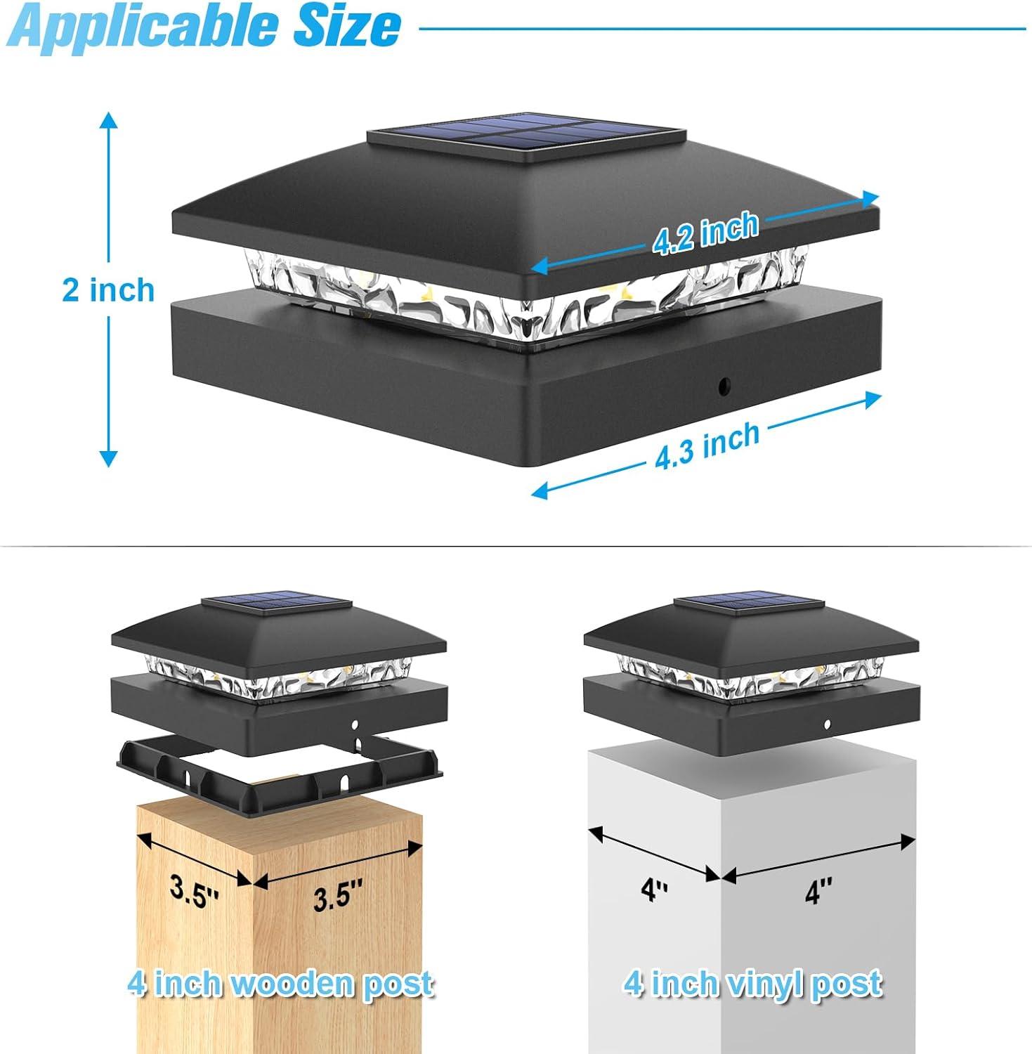 Black Solar LED Post Cap Lights Multipack for 4x4 Posts