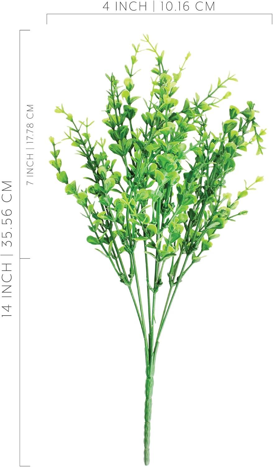 Cornucopia Brands Artificial Shrubs, 8pk; Faux Plastic Leafy Greenery Imitation Boxwood Plants, Indoor/Outdoor