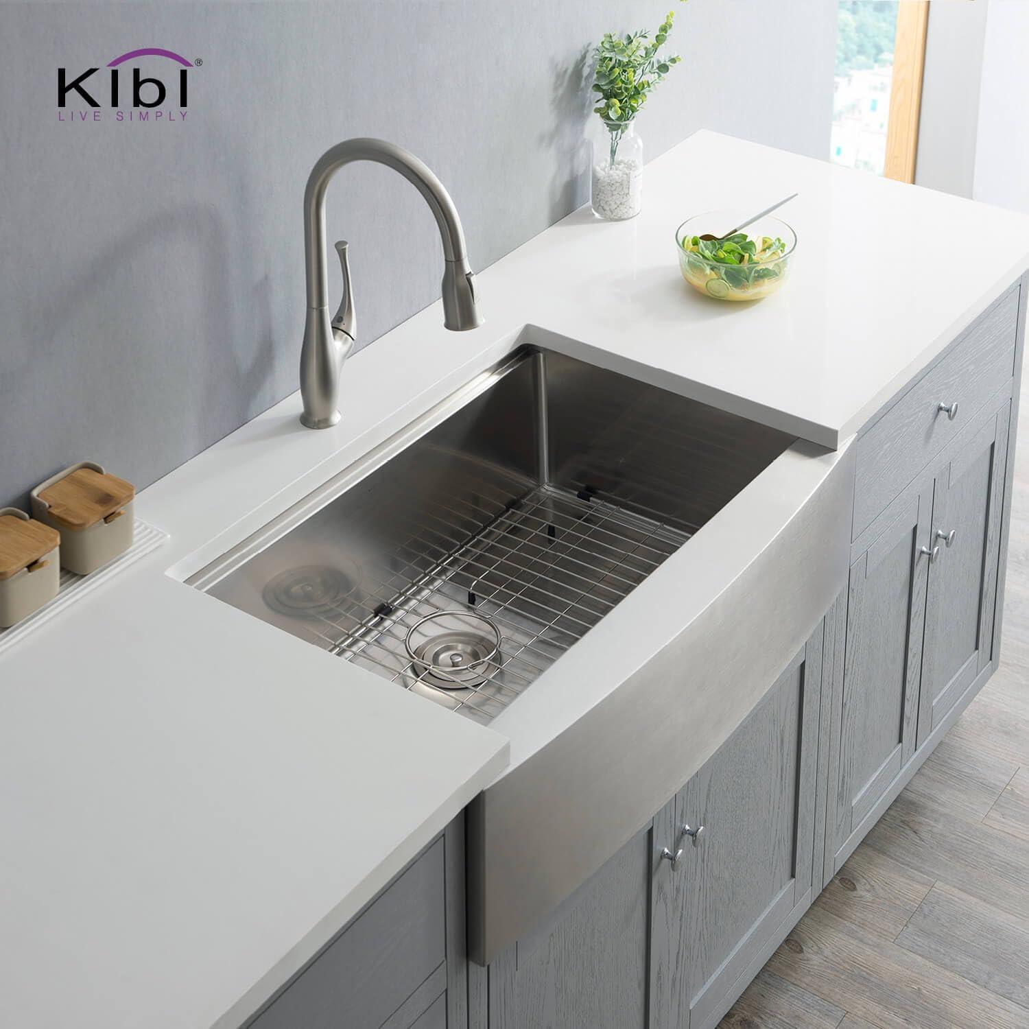 KIBI 33'' L Farmhouse / Apron Single Bowl Stainless Steel Kitchen Sink K1-SF33T