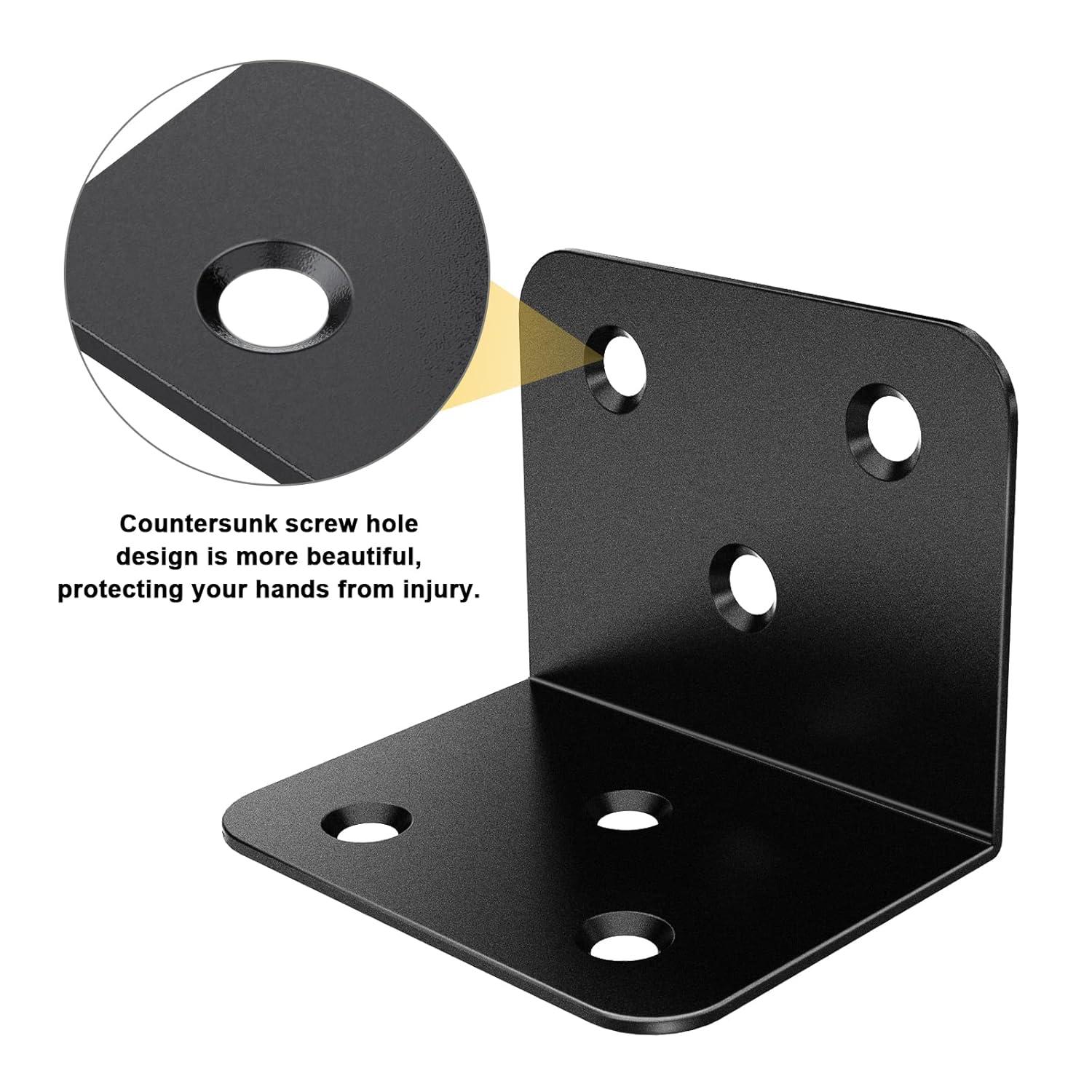 20 Pcs Metal Corner Braces, 1.5in L Brackets for Wood, 90 Degree l Bracket Wide Corner Black Metal Corner Bracket for Wood Furniture Bed Chair