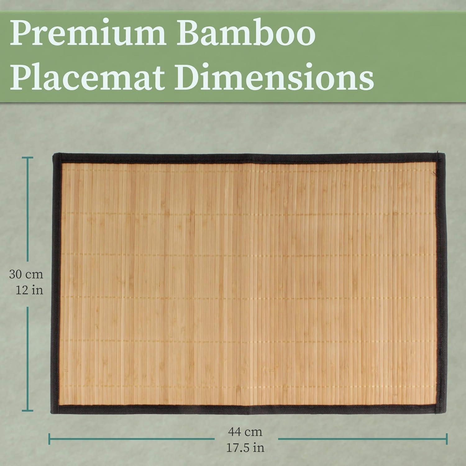 Rectangular Bamboo Slat Placemats with Black Fabric Border, 4 pcs