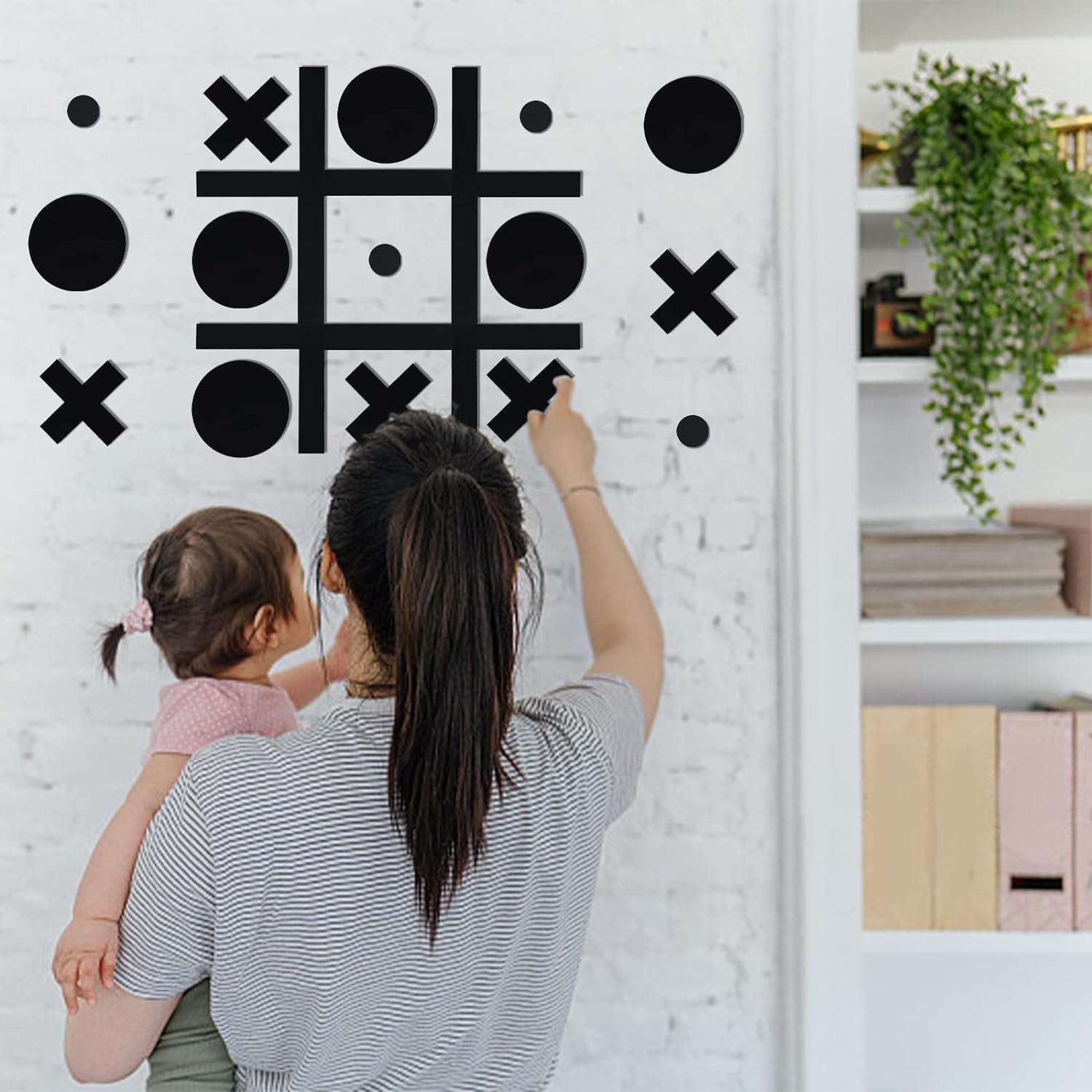 Wood Magnetic Tic Tac Toe Wall-Mount Game Fun Tic