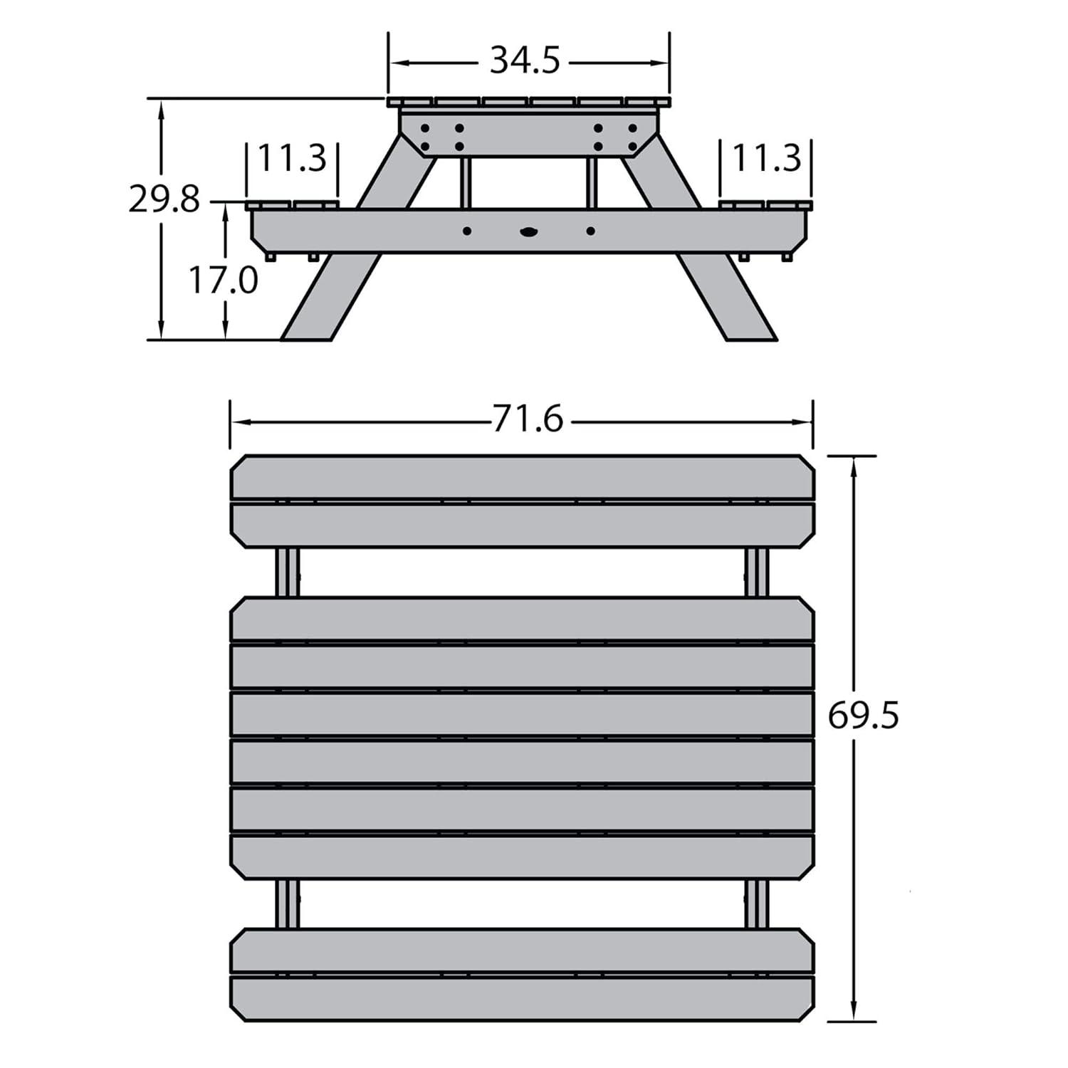 Highwood Hometown Picnic Table -Outdoor, Eco-friendly, Synthetic Wood