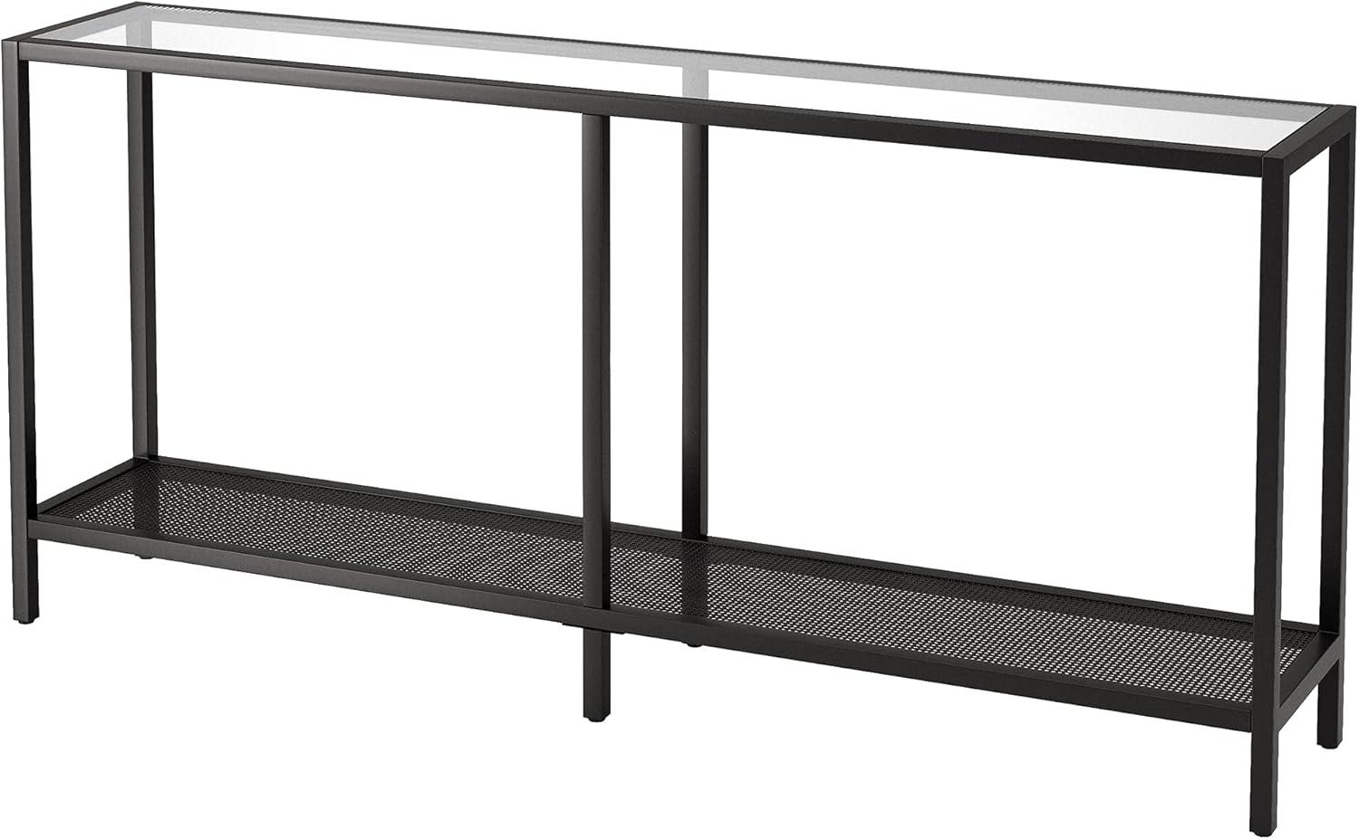 Evelyn&Zoe Rigan 64" Wide Rectangular Console Table, Blackened Bronze