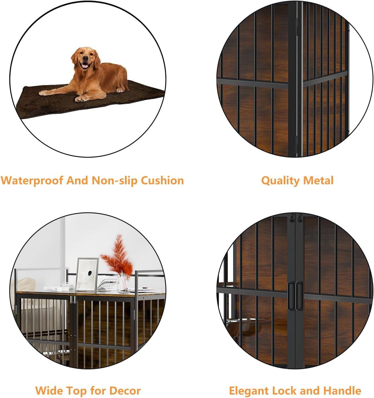 LOVMOR Dog Crate Furniture-Style Cages for Small Dogs Indoor Heavy Duty Super Sturdy Dog Kennels with 2 Stainless Steel Bowls