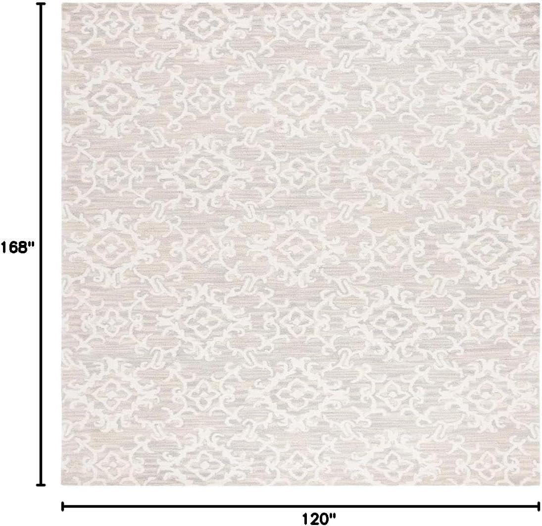SAFAVIEH Blossom Cletus Geometric Wool Area Rug, Green/Ivory, 10' x 14'