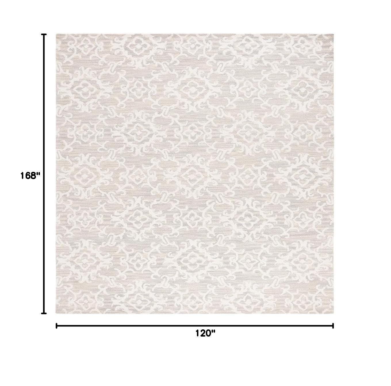 SAFAVIEH Blossom Cletus Geometric Wool Area Rug, Green/Ivory, 10' x 14'
