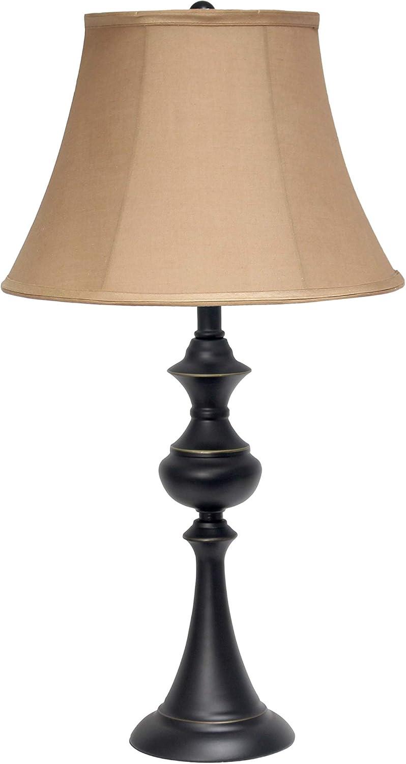 3pk Crafted Lamp Set (2 Table Lamps and 1 Floor Lamp) with Shades Restoration Bronze - Elegant Designs: UL Listed, Cotton Shades