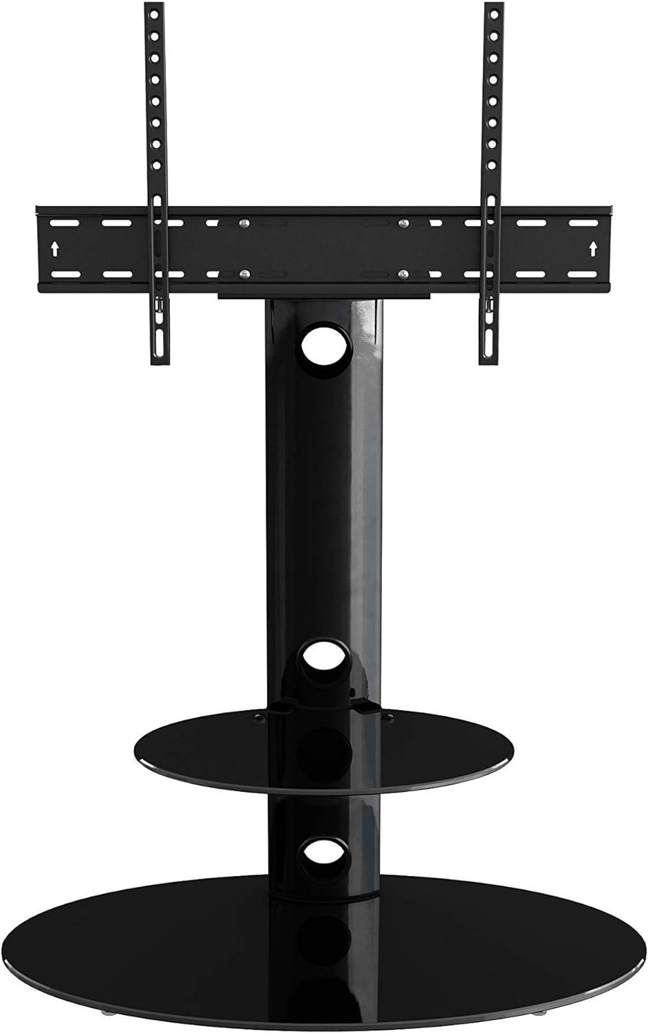 Lugano Black Tempered Glass Corner TV Stand with Mount for 32"-50"
