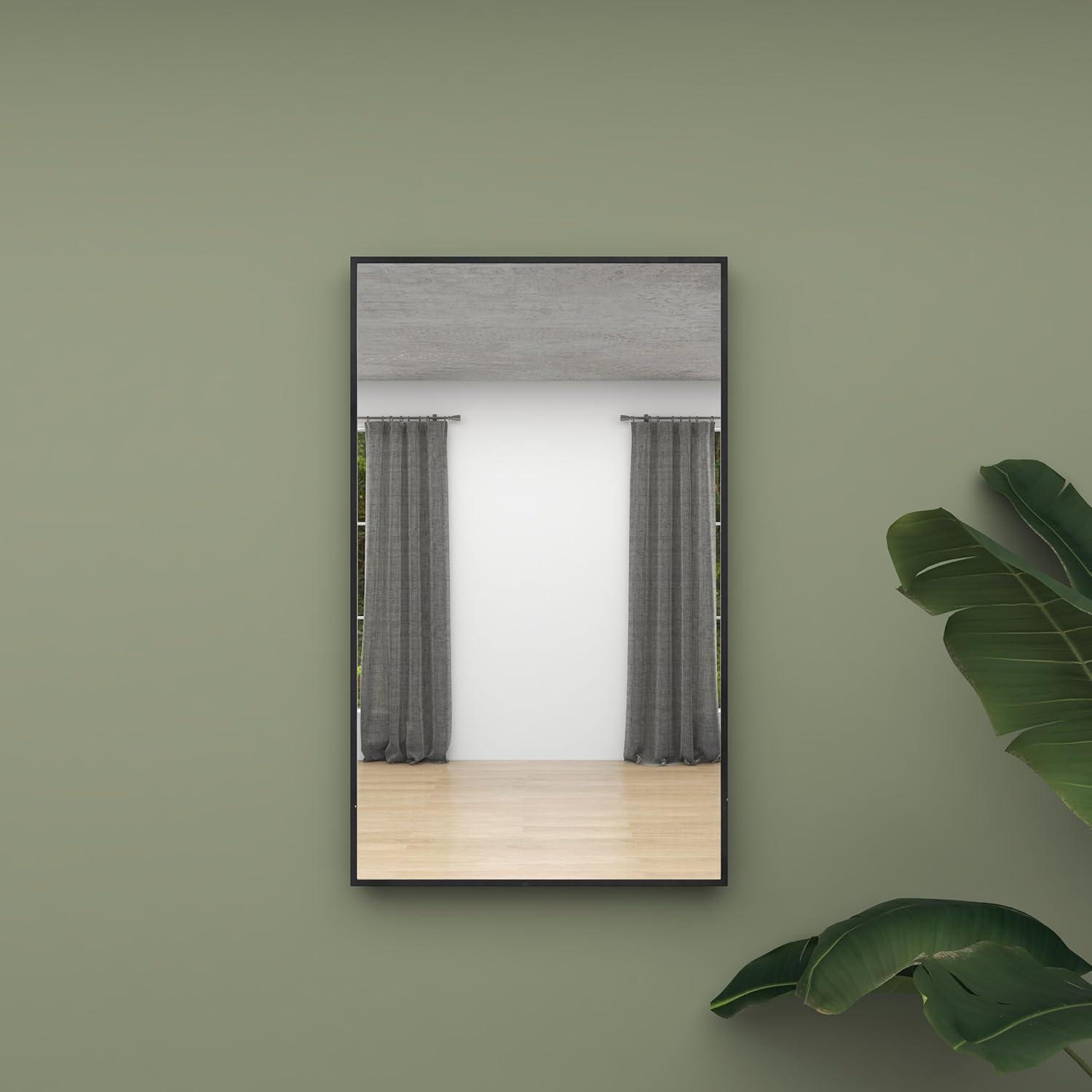 DecMode 24" x 40" Black Wall Mirror with Thin Minimalistic Frame