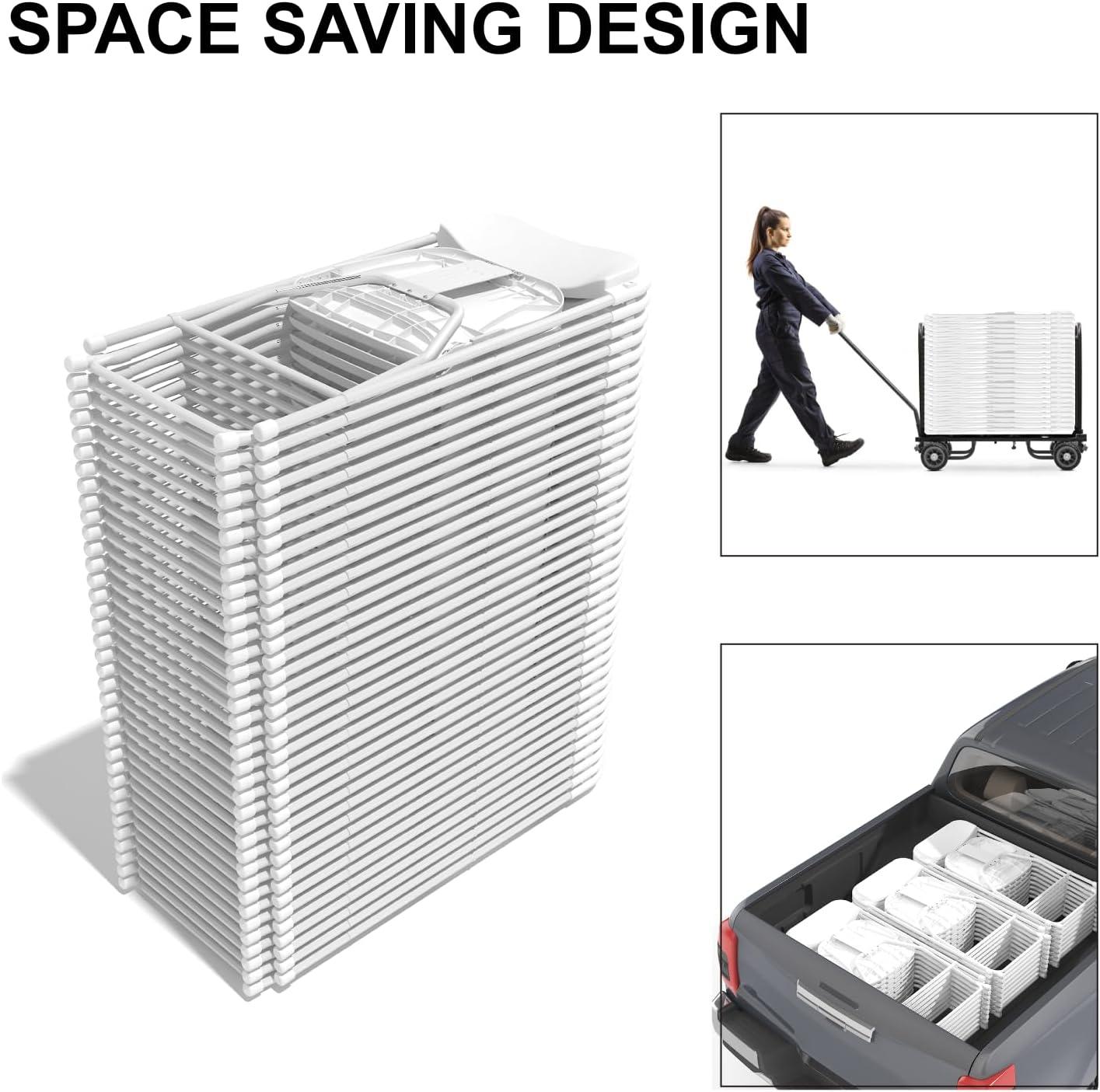 White Folding Chair, Plastic Folding Chairs 10 Pack for Outside, Indoor Outdoor Chairs with Steel Frame, Foldable Chair for Wedding Camping Dining Renting in Patio Lawn, 350LBS Capacity