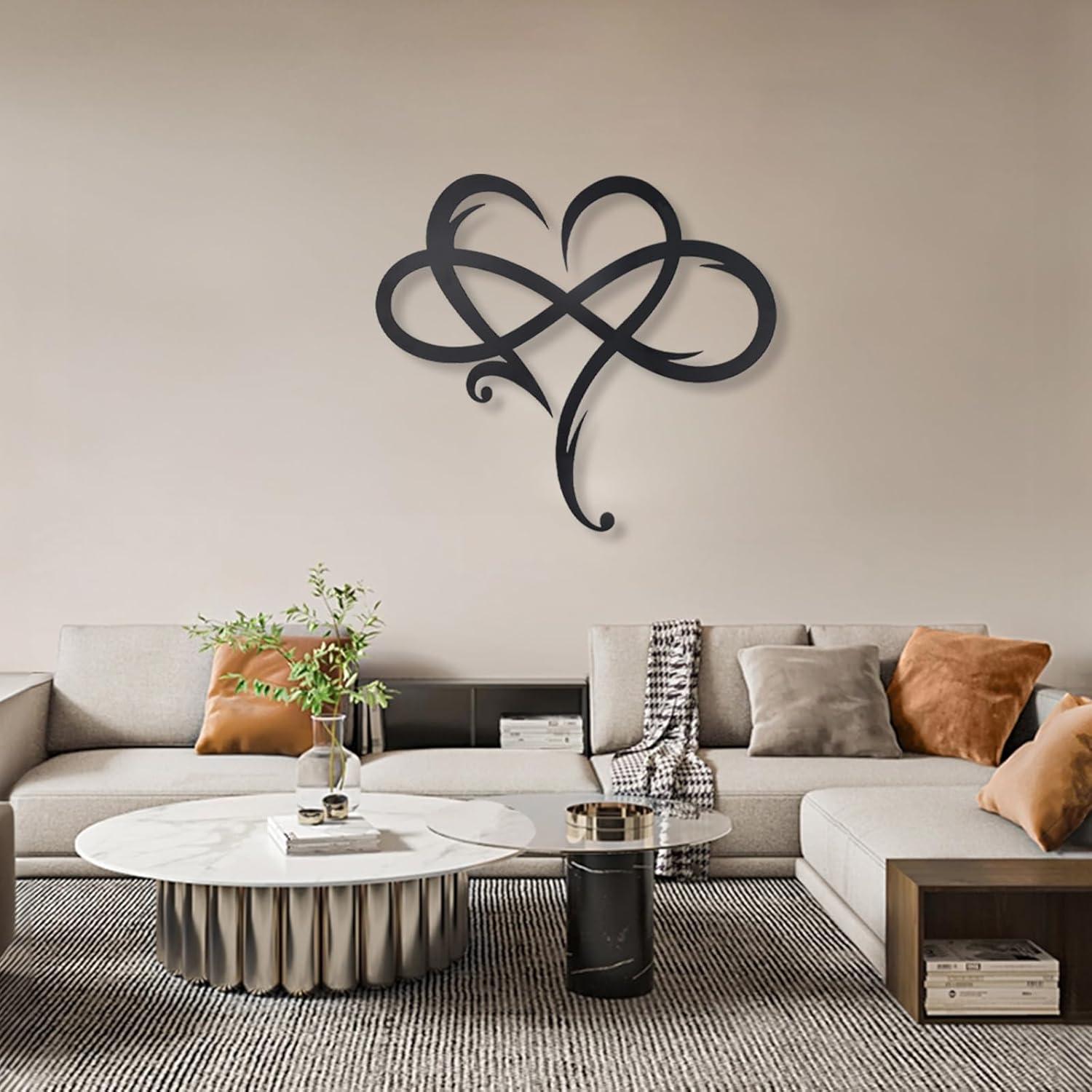 NSESSHome Clearance Heart Metal Wall Decor, Unique Infinity Heart Wall Decor Love Sign Plaque Steel Art Geometric Wall Decor Set Cut Out for Outside