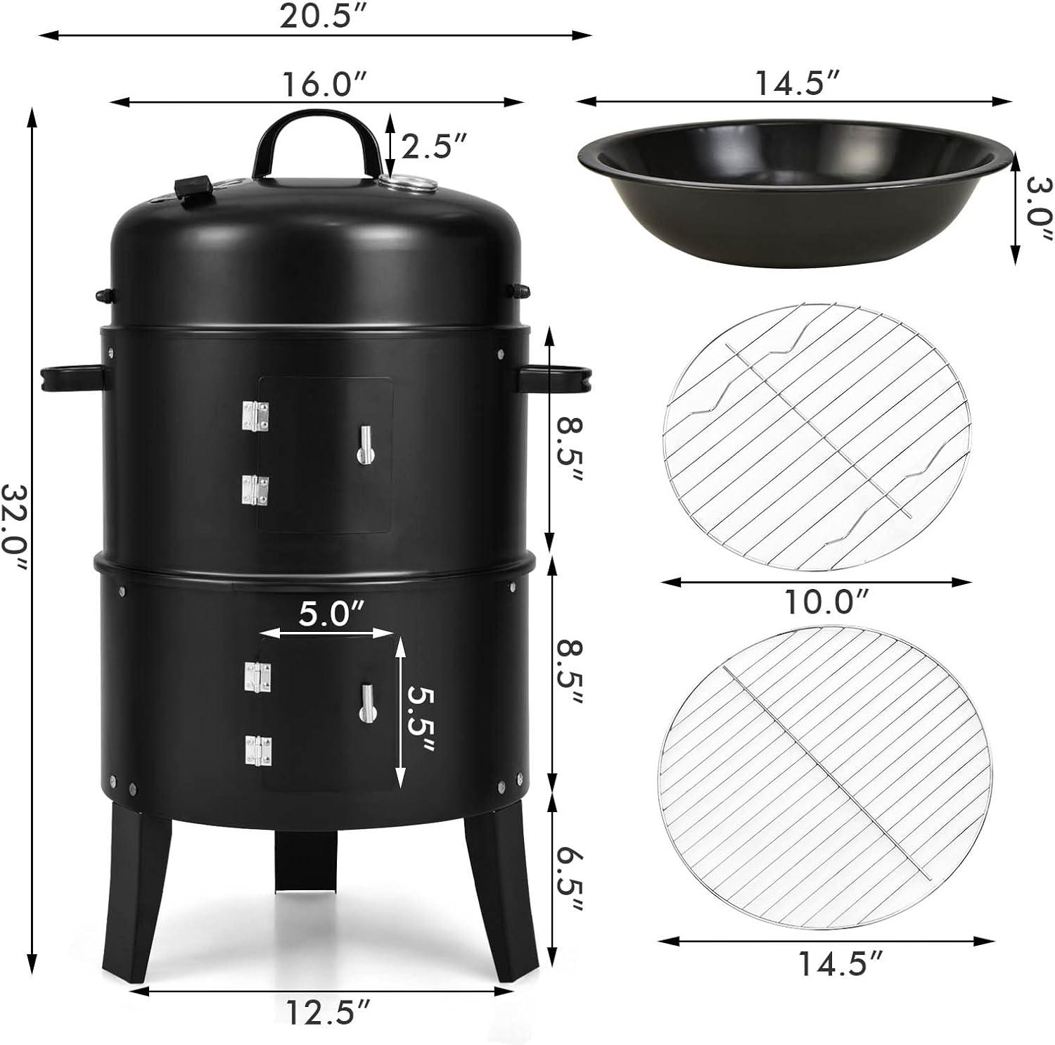 Spaco Grill, Outdoor BBQ Grill,3-in-1 Charcoal BBQ Grill Cambo with Built-in Thermometer