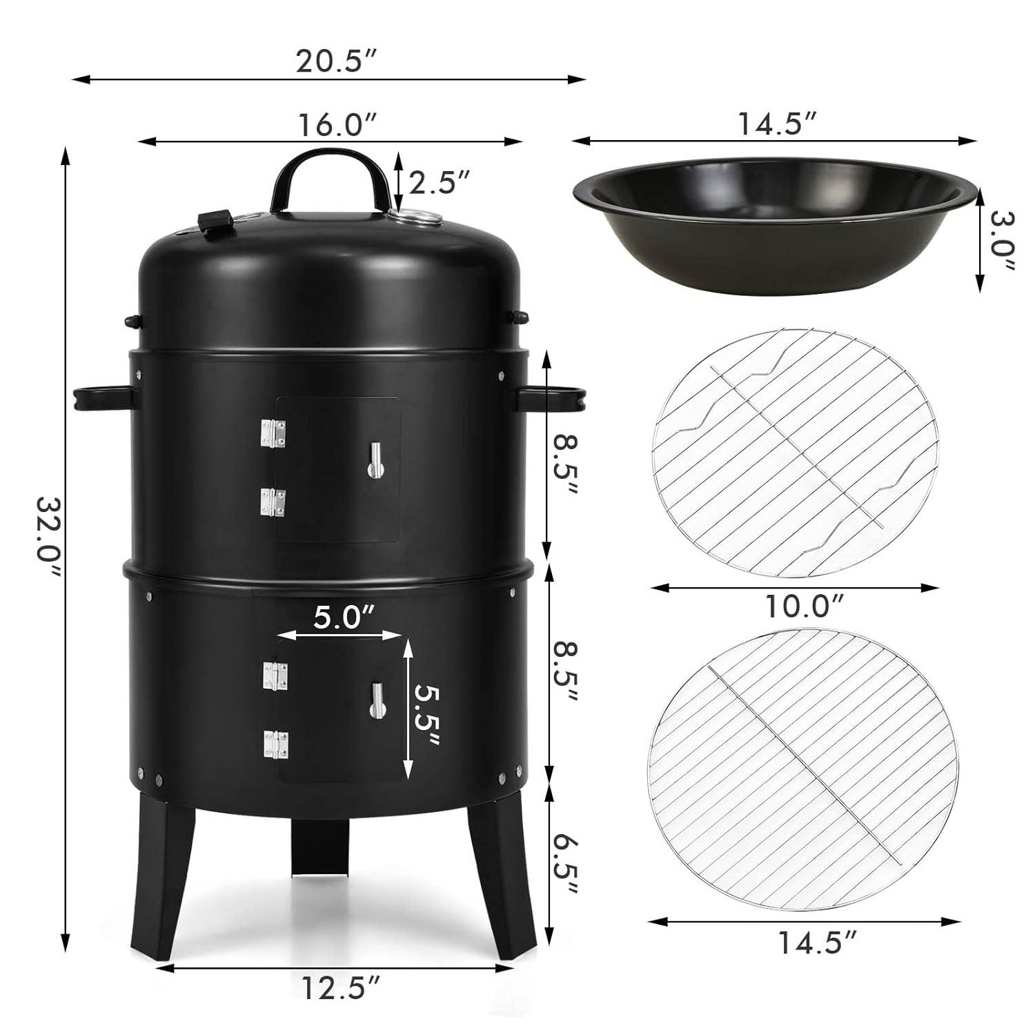 Spaco Grill, Outdoor BBQ Grill,3-in-1 Charcoal BBQ Grill Cambo with Built-in Thermometer