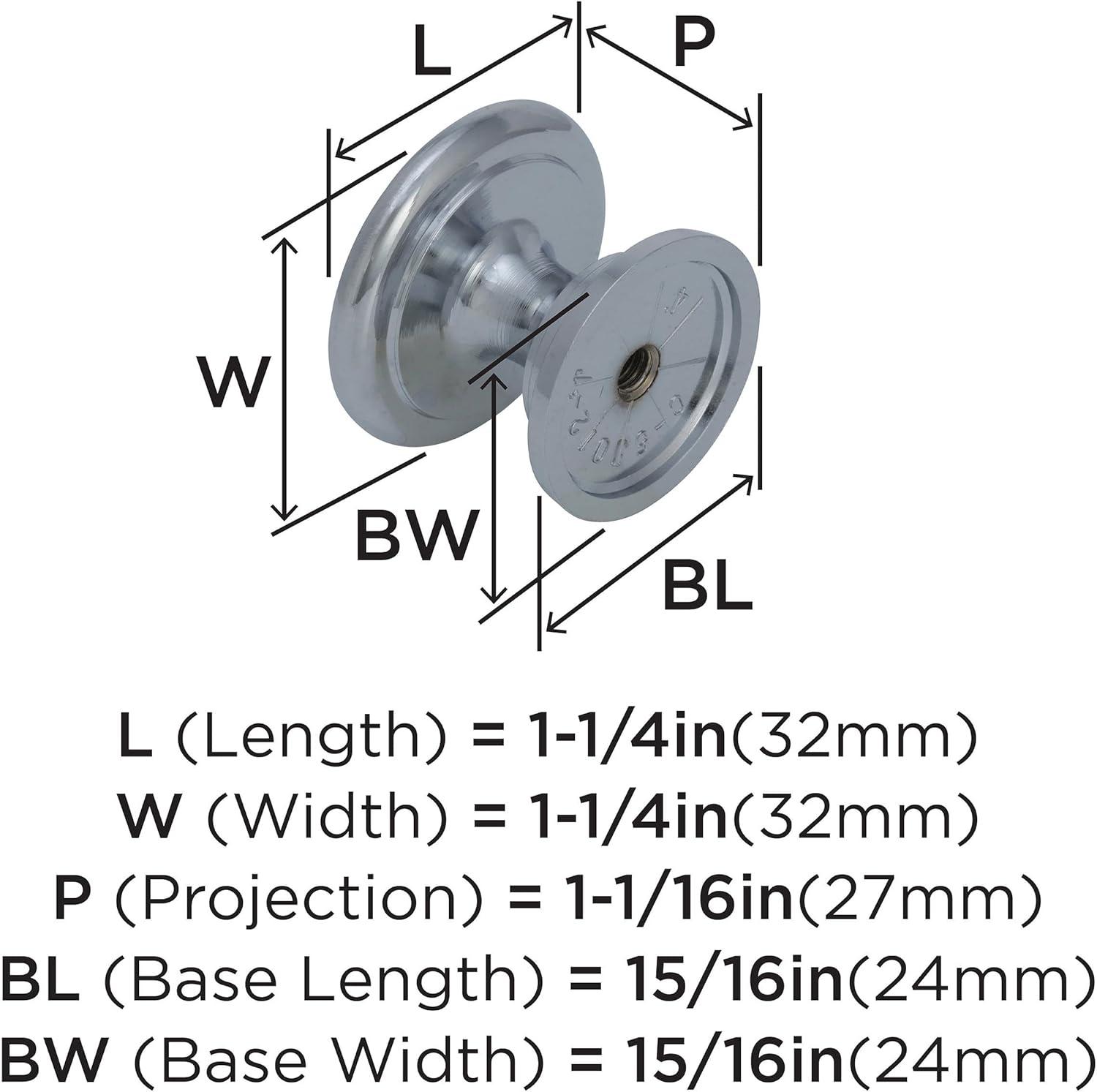 Polished Chrome Round Cabinet Knob with Mounting Hardware