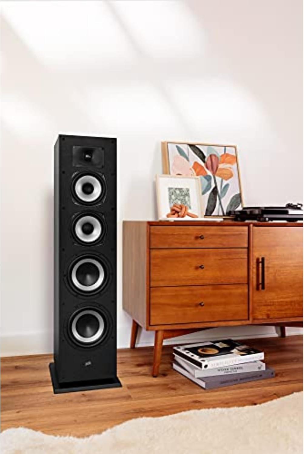 Black MDF Floor-standing Wireless Speaker with Surround Sound