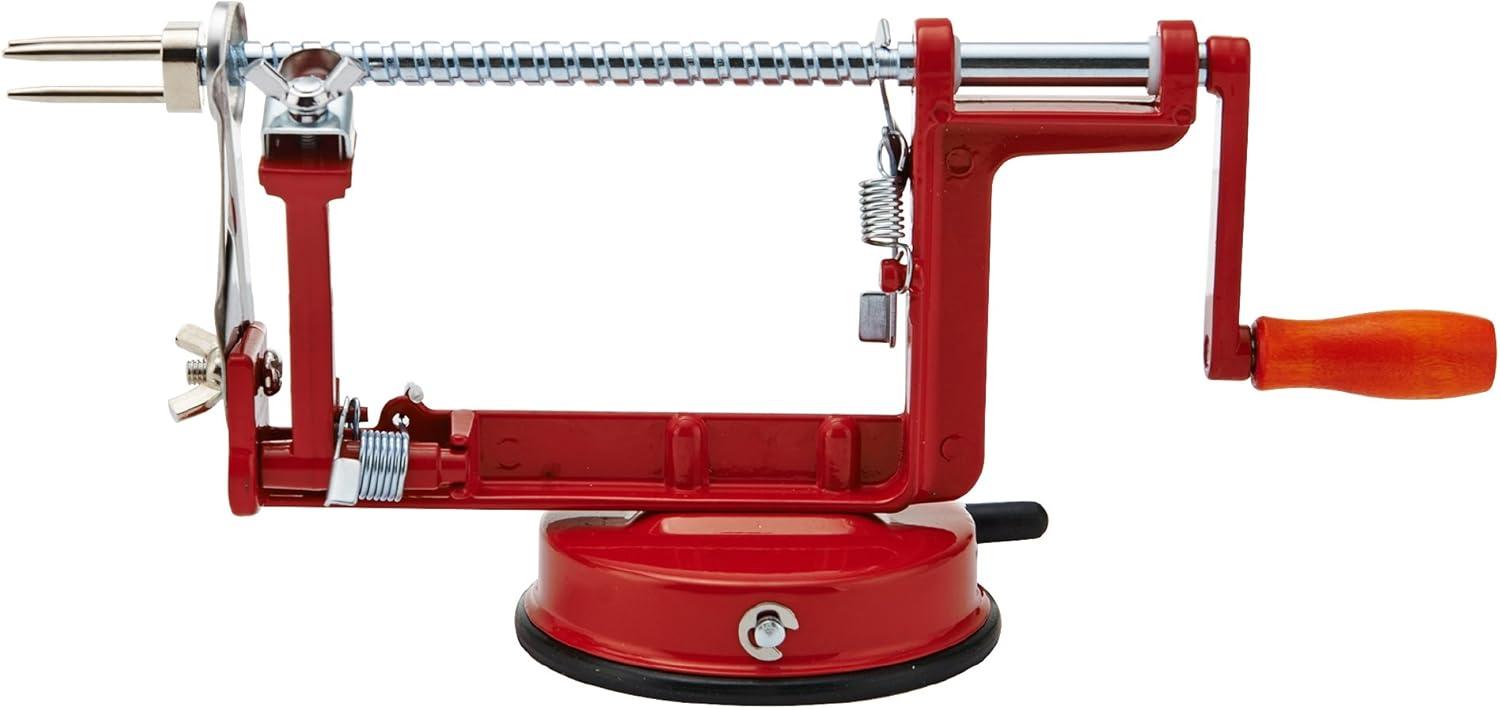 Red Stainless Steel Manual Apple Peeler and Corer