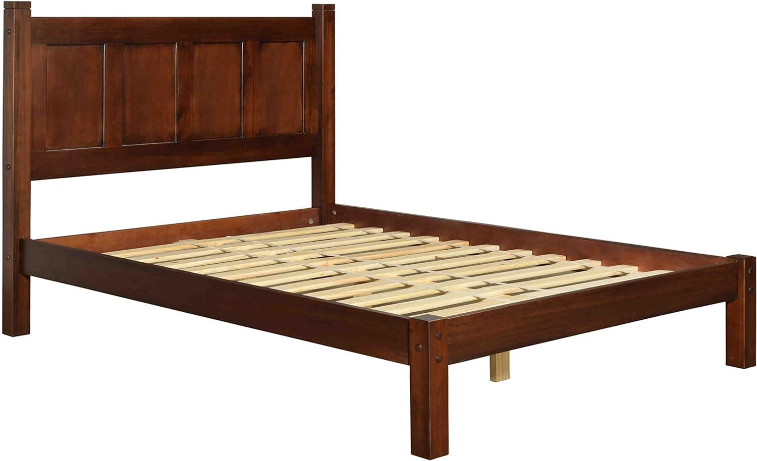 Cherry Queen Solid Pine Wood Panel Bed with Headboard