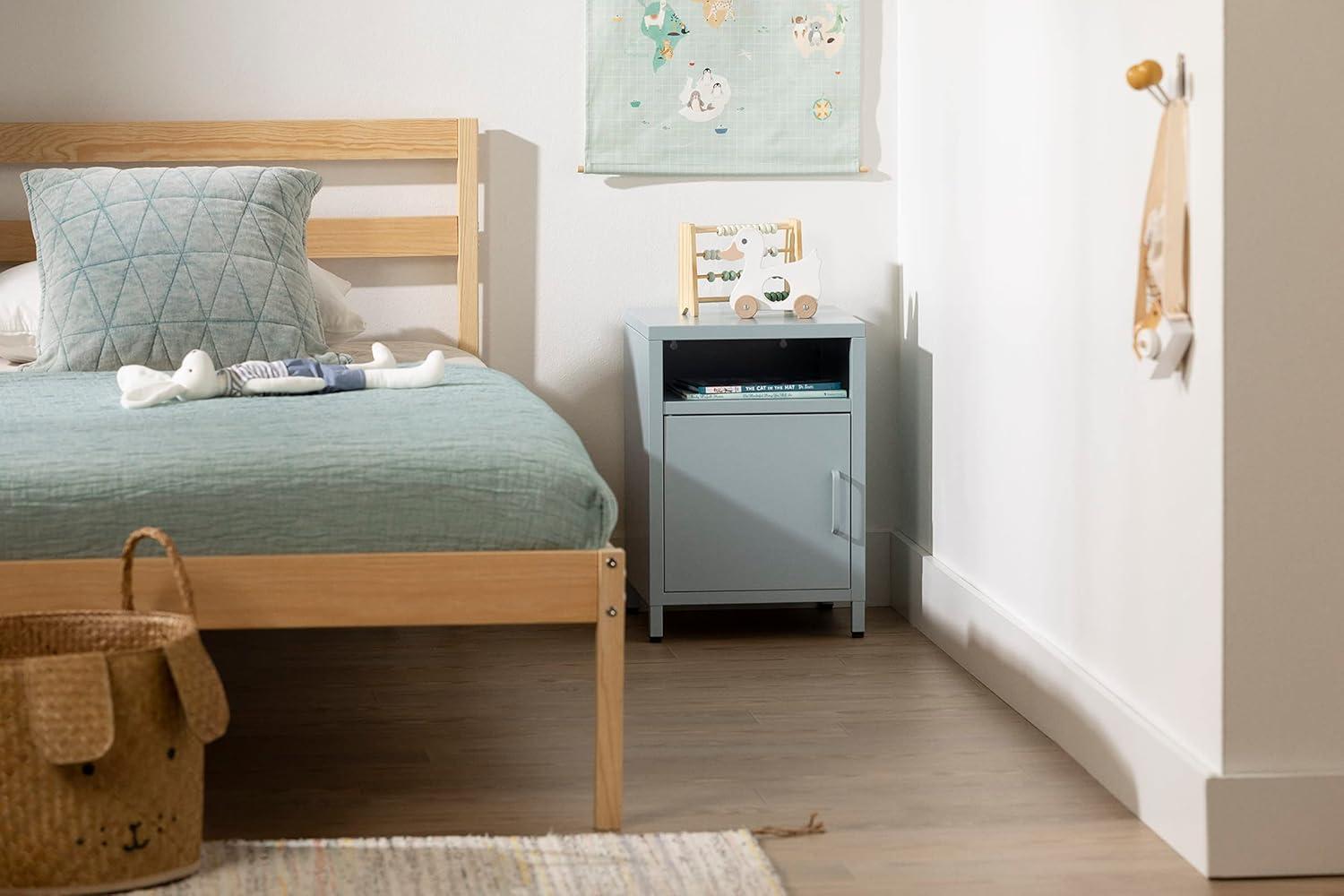 Sweedi Light Blue Metal 1-Door Nightstand