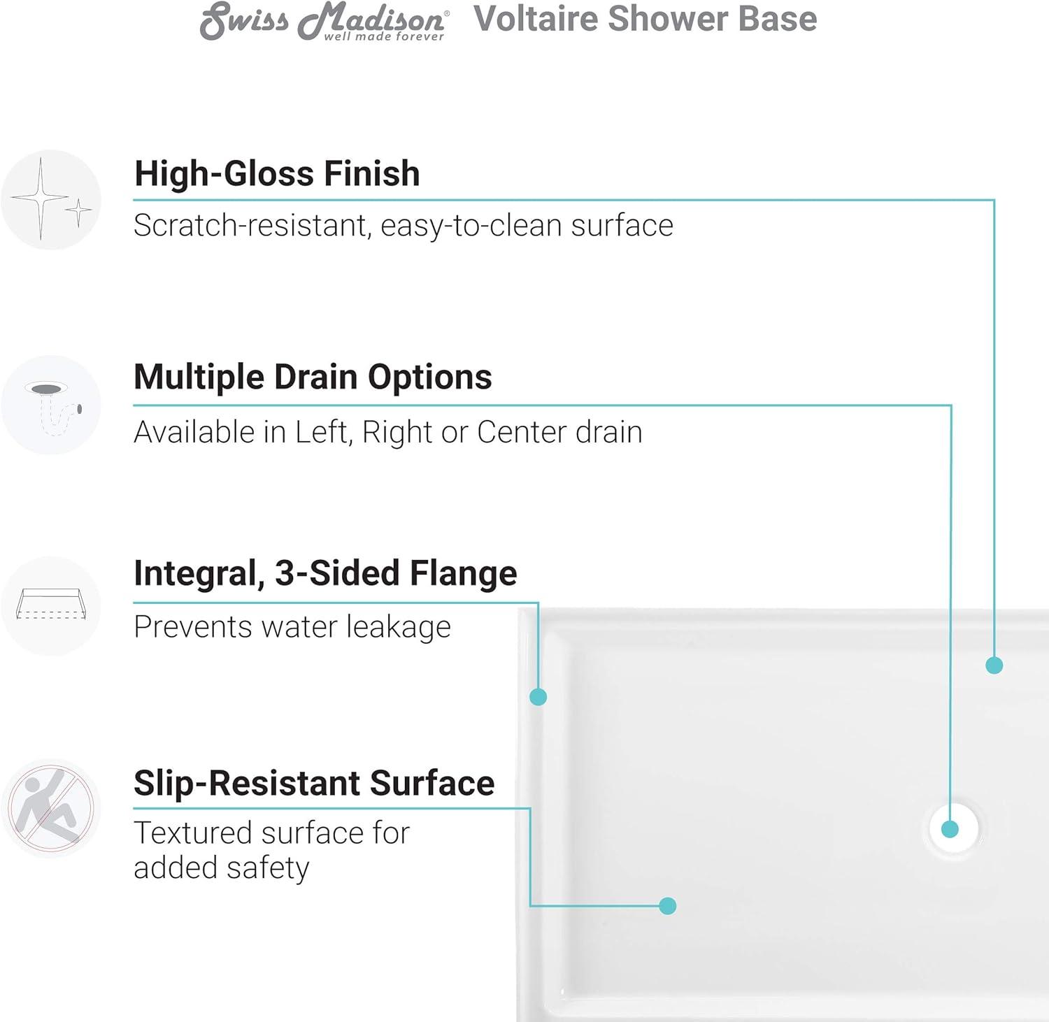 Voltaire 60" x 36" Single-Threshold, Shower Base