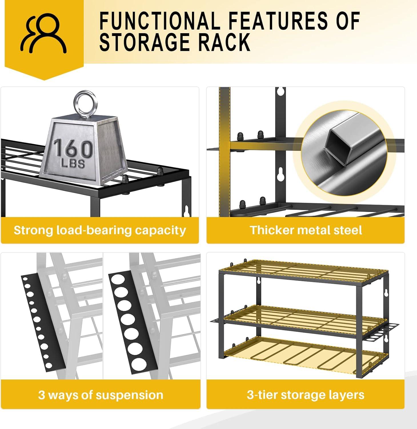 Spacecare Power Tool Organizer- Power Drill Tool Holder- Heavy Duty Tool Shelf & 1 Pack 3 Layers Tool Rack Cordless Drill Holder- Floating Tool Shelf Wall Mounted Tool Storage Rack for 4 Drill Holders