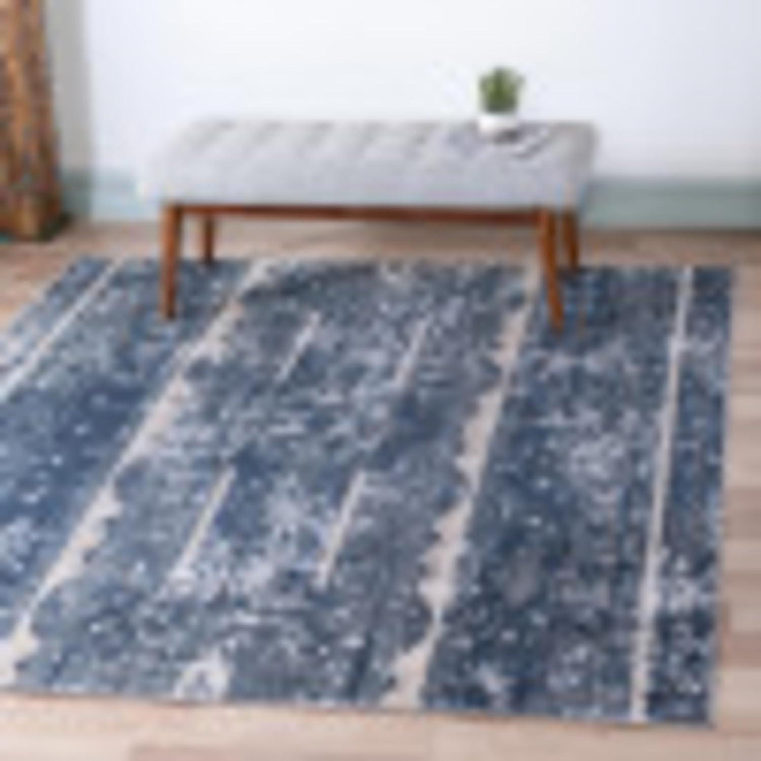 Unique Loom Portland Collection Area Rug - Depoe (6' 1" Square Blue/Beige)