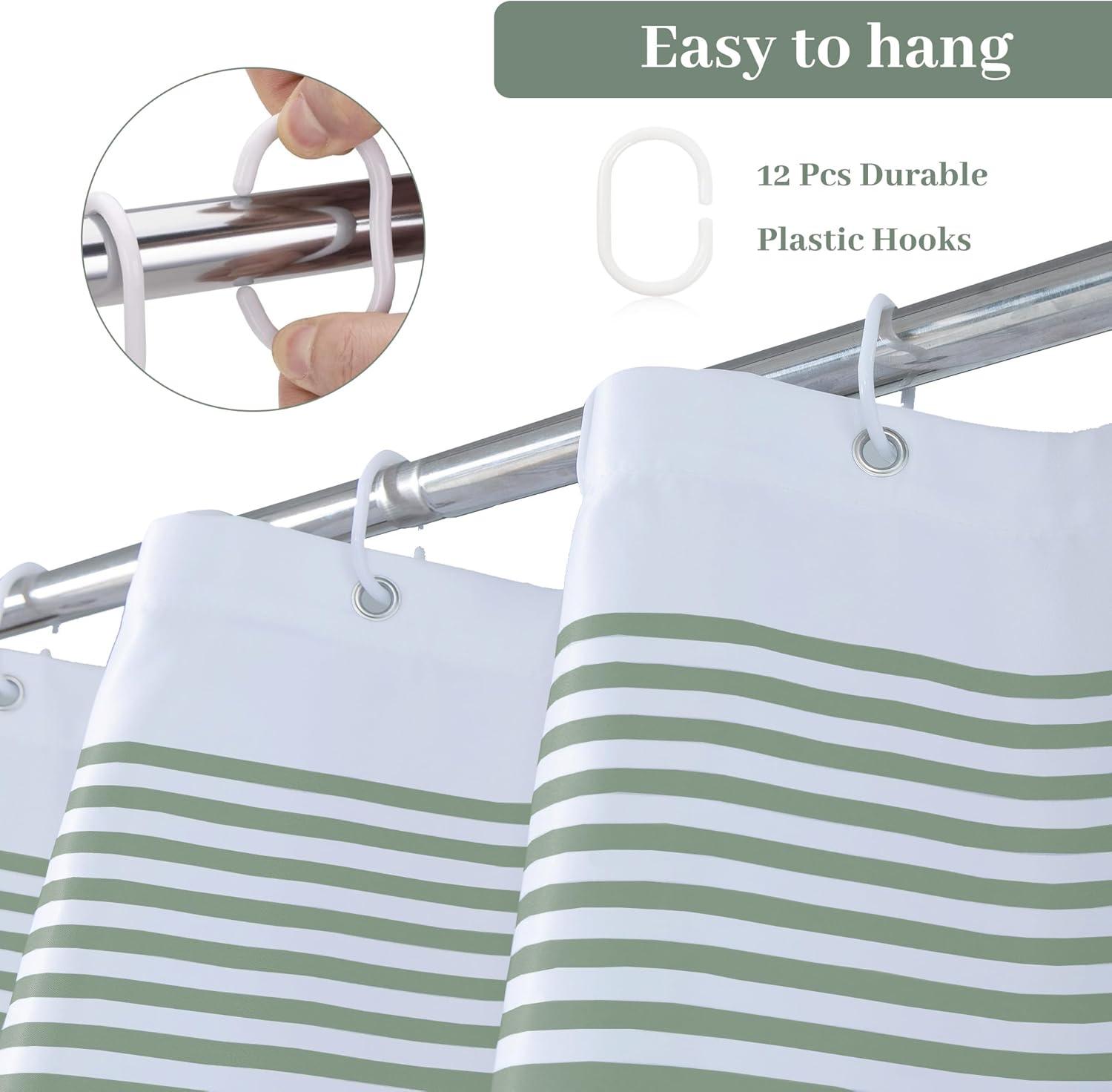 Broddrick Striped Shower Curtain with Hooks Included