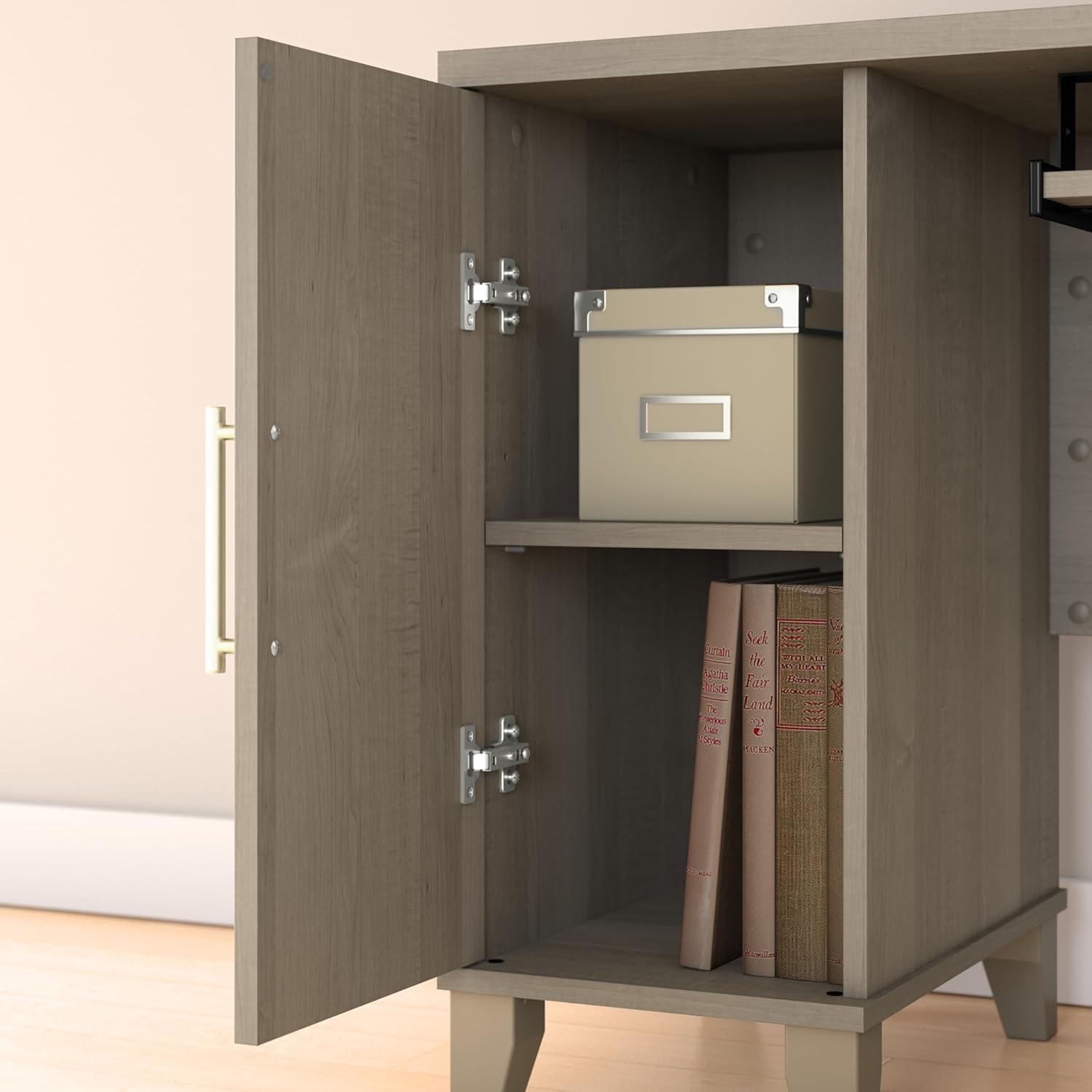 Bush Furniture Somerset 72" L Shaped Desk with Storage, Ash Gray