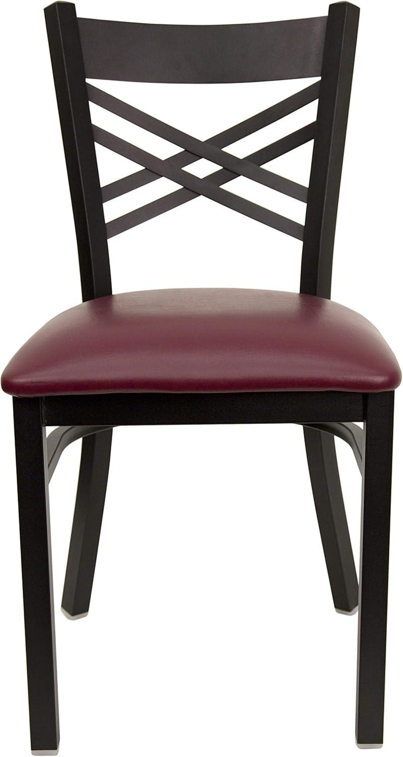 Hercules Series 17'' Red and Black Metal Cross Back Side Chair