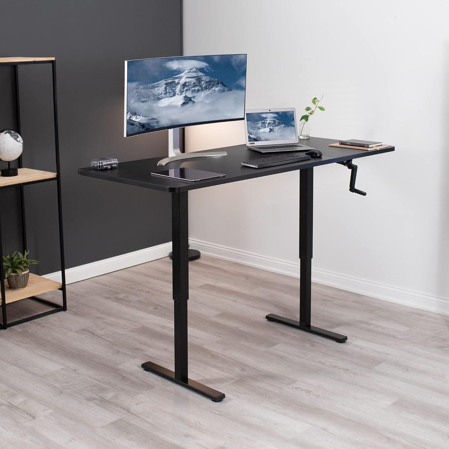 Black 71in x 30in Manual Height Adjustable Desk