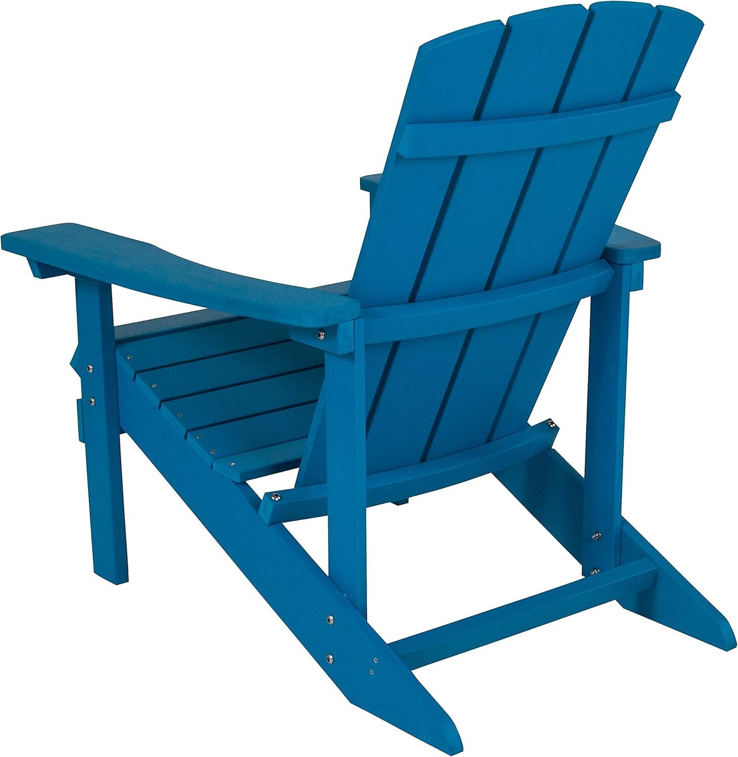 Coastal Blue Poly Resin Adirondack Chair Set with Cushions