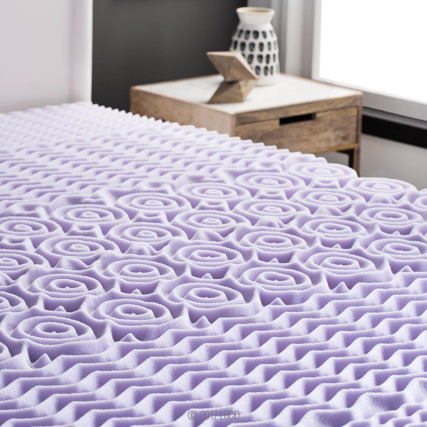 Lucid Comfort Collection 2" Zoned Lavender Memory Foam Mattress Topper